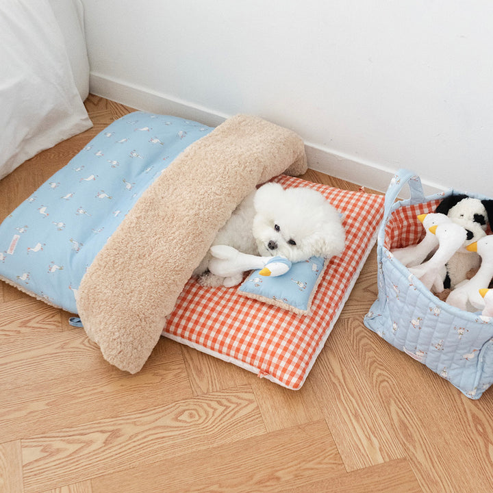 ※予約販売【noutti】Duck Blanket Cushion Set（Sky / Orange Red）