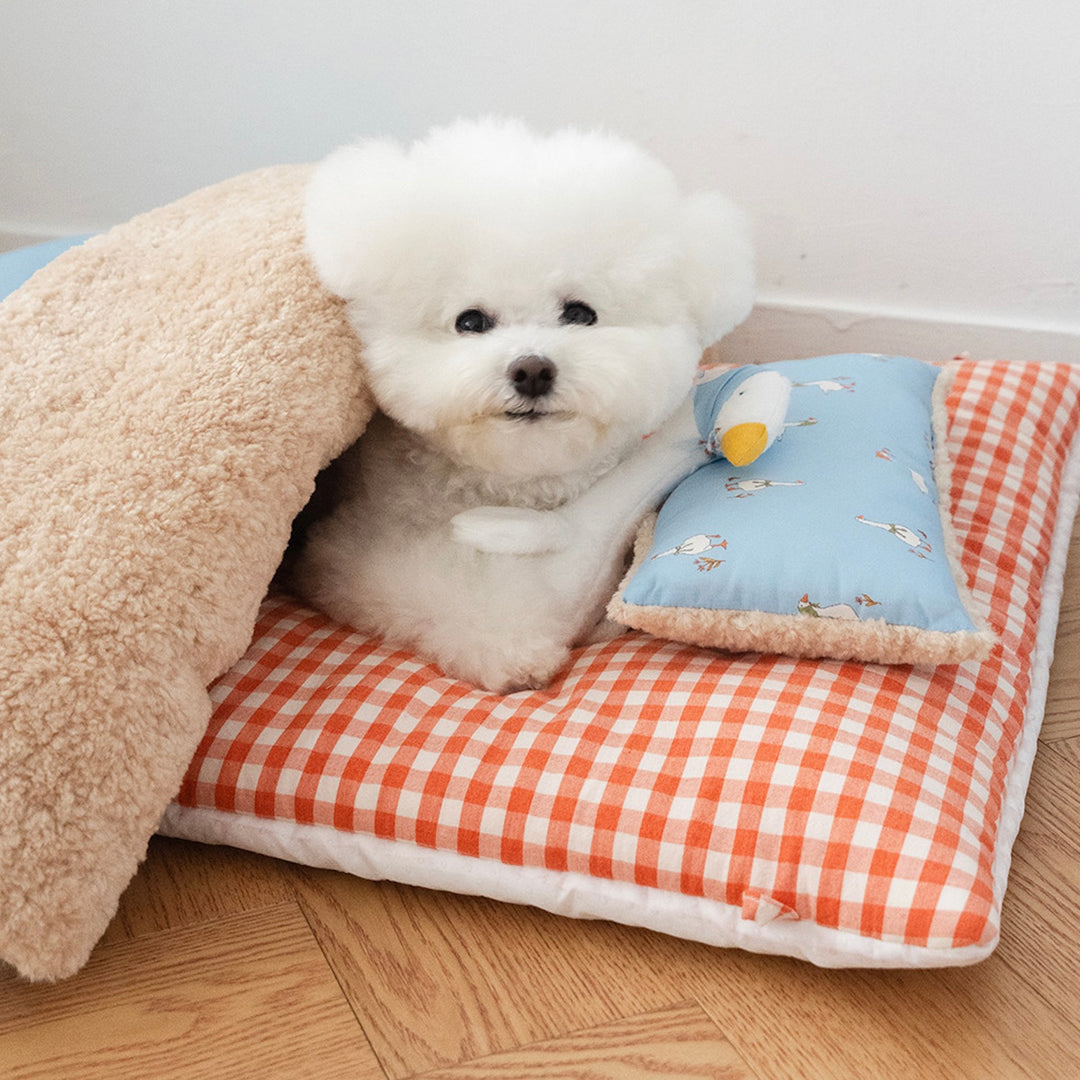 ※予約販売【noutti】Duck Blanket Cushion Set（Sky / Orange Red）