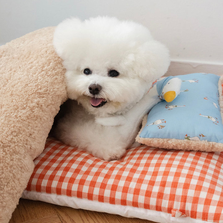 ※予約販売【noutti】Duck Blanket Cushion Set（Sky / Orange Red）