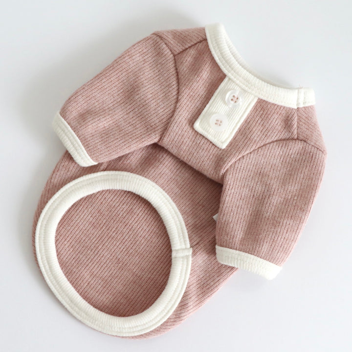 ※予約販売【Chiot】Bebe Button Knit Tee（Pink）