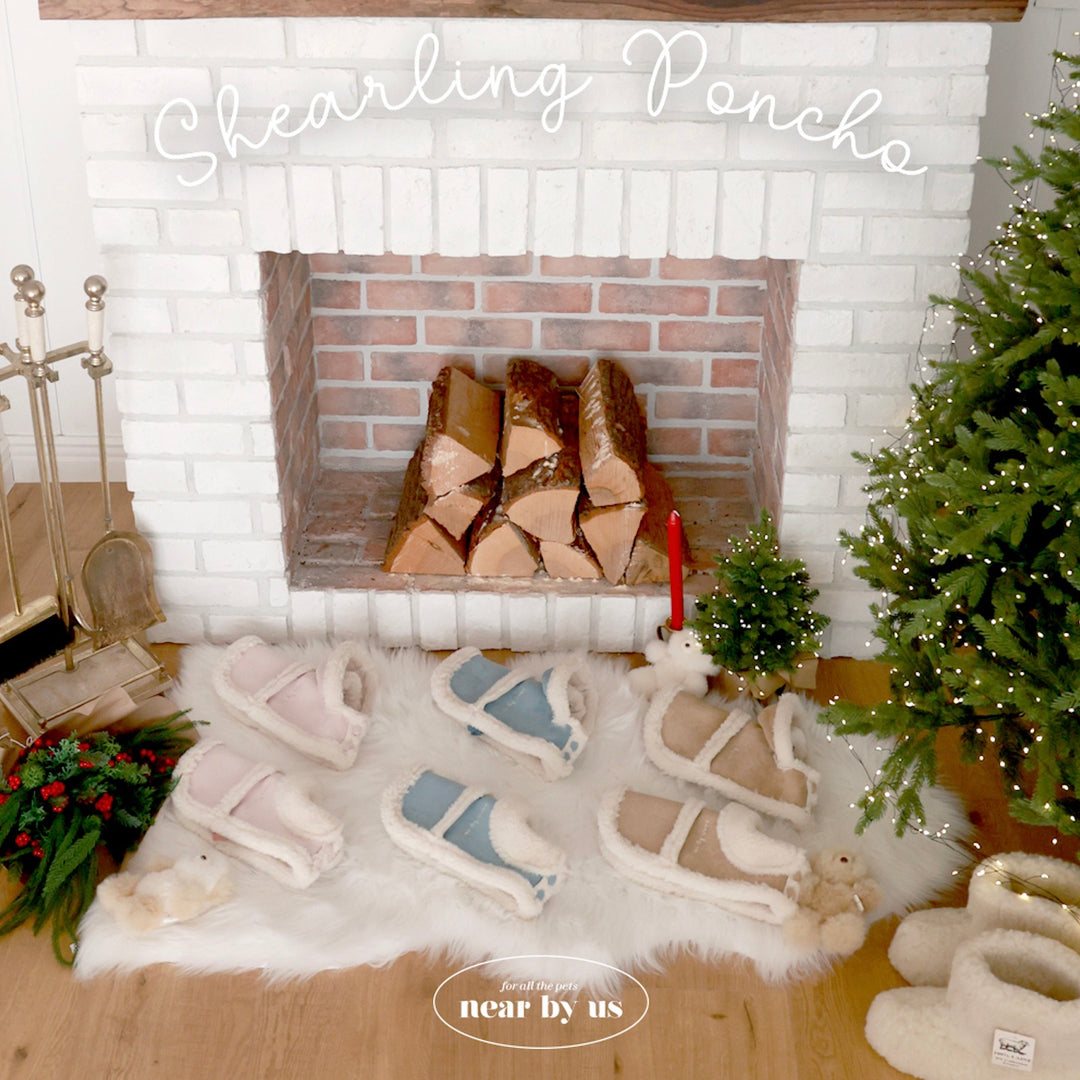 ※予約販売【near by us】Shearling Poncho - 2 Design（Pink）