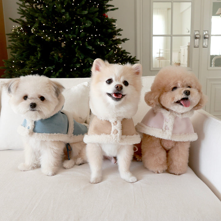 ※予約販売【near by us】Shearling Poncho - 2 Design（Beige）