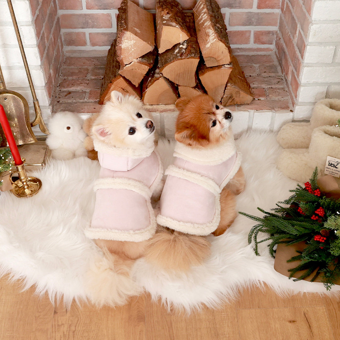 ※予約販売【near by us】Shearling Poncho - 2 Design（Pink）