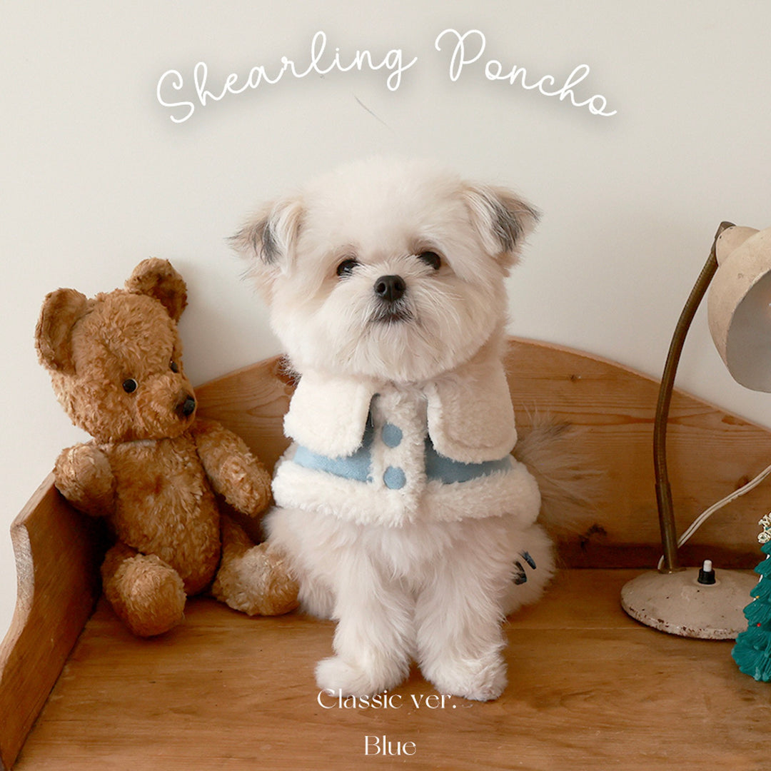 ※予約販売【near by us】Shearling Poncho - 2 Design（Blue）