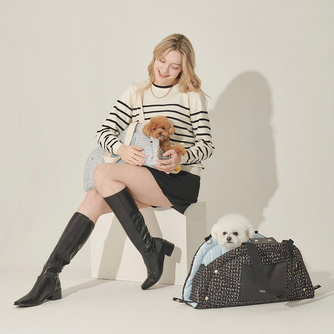 ※予約販売【foreverybari】Tweed Park Bag（Sky Blue）