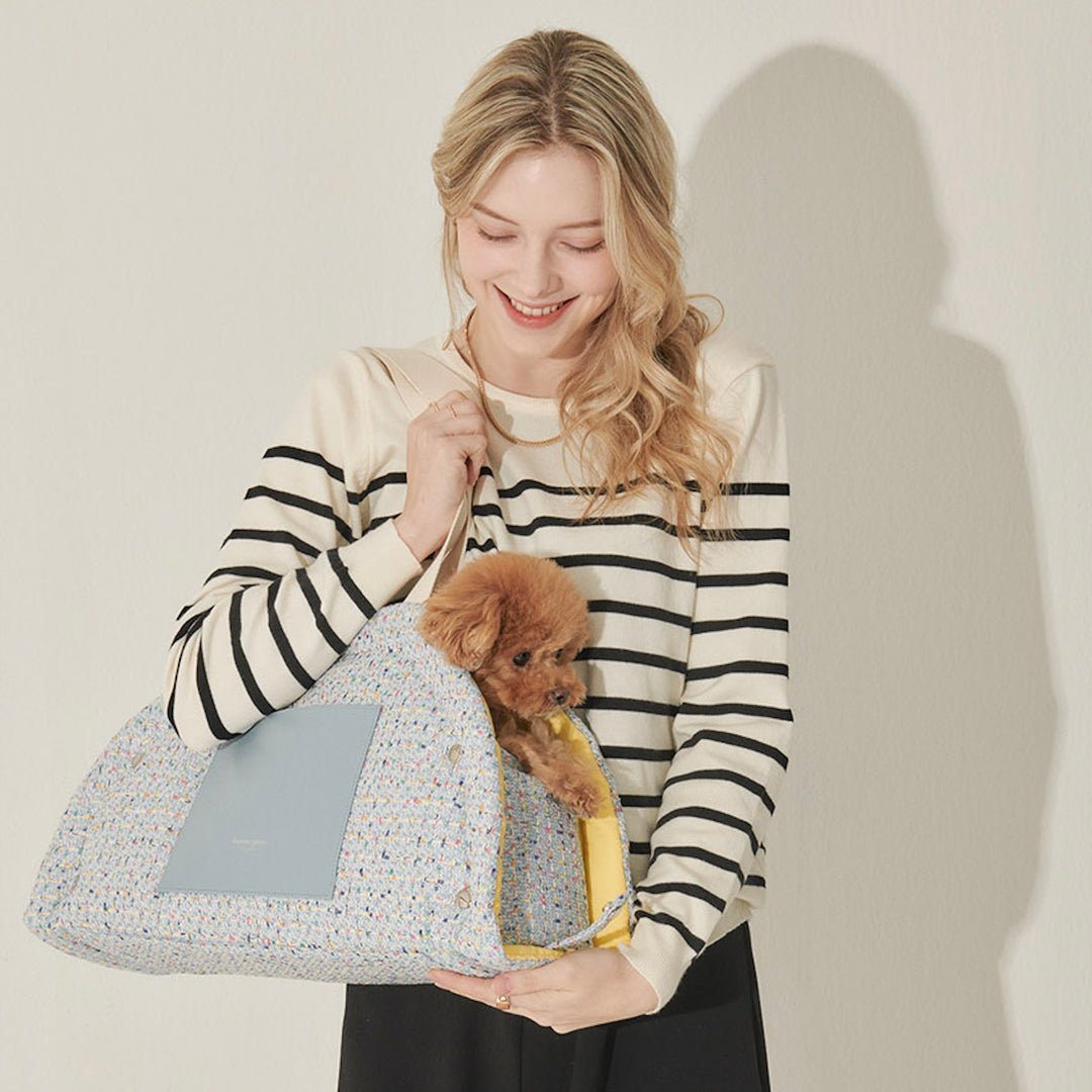 ※予約販売【foreverybari】Tweed Park Bag（Sky Blue）