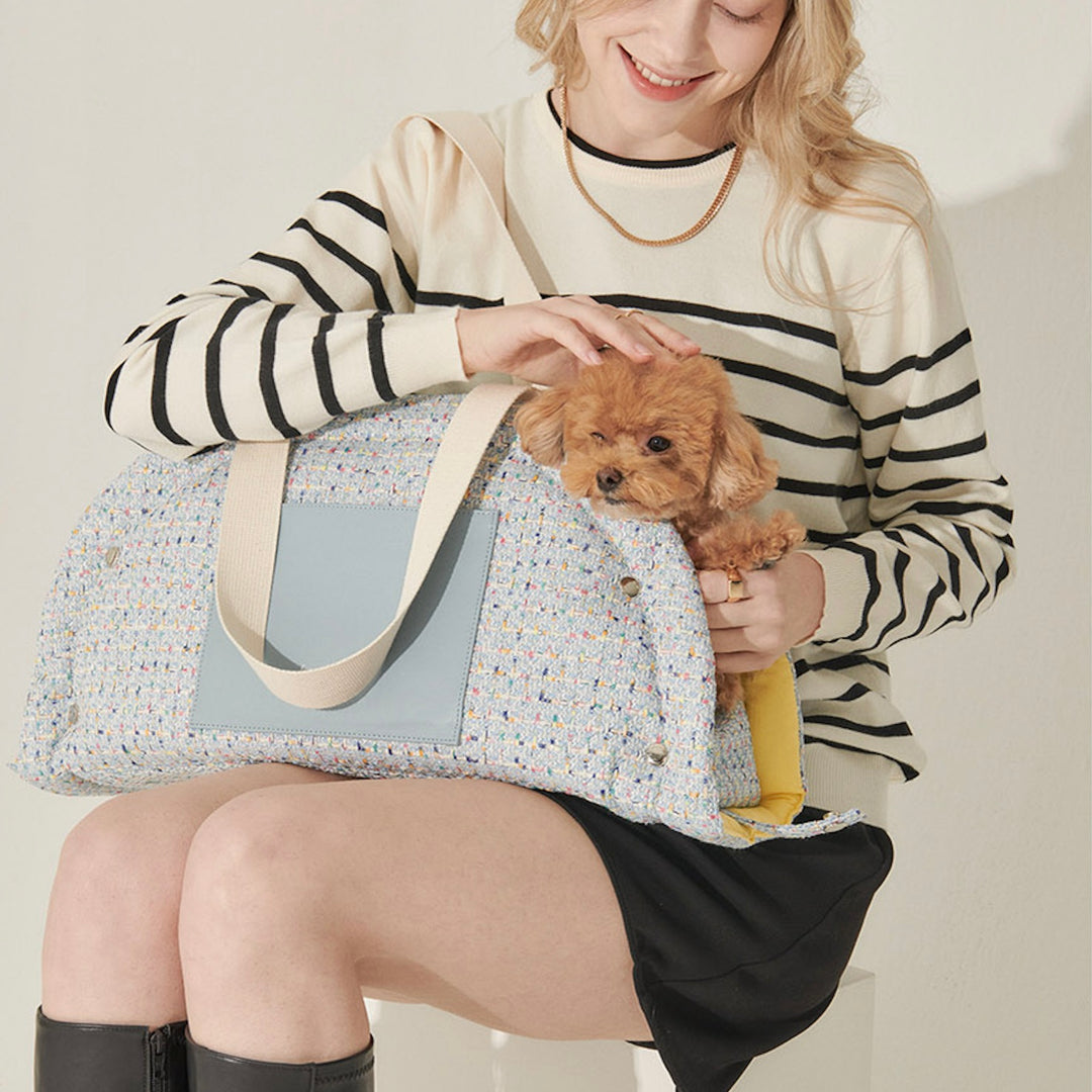 ※予約販売【foreverybari】Tweed Park Bag（Sky Blue）