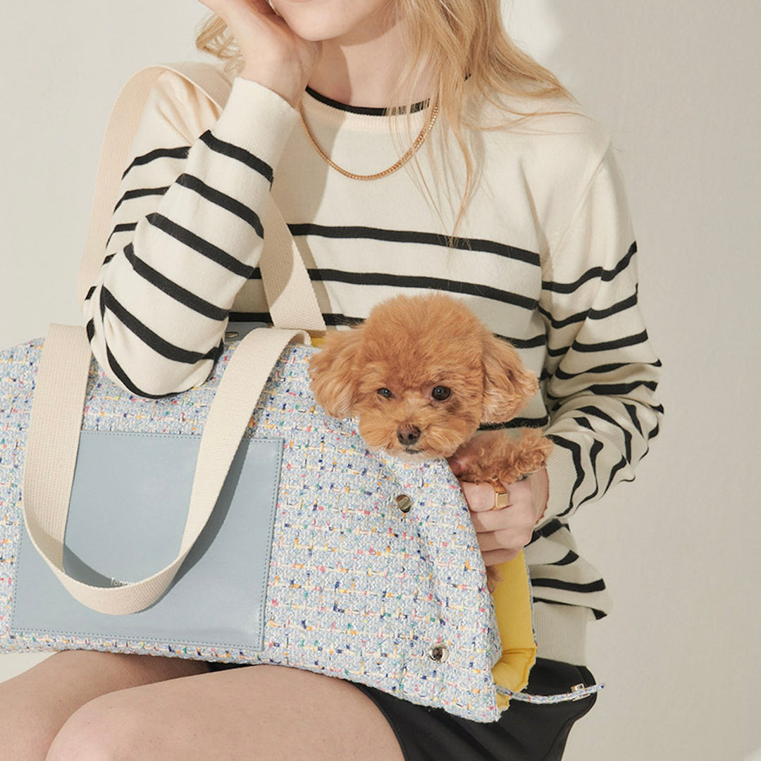 ※予約販売【foreverybari】Tweed Park Bag（Sky Blue）