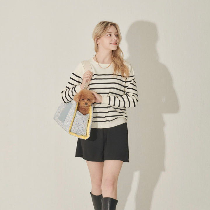 ※予約販売【foreverybari】Tweed Park Bag（Sky Blue）