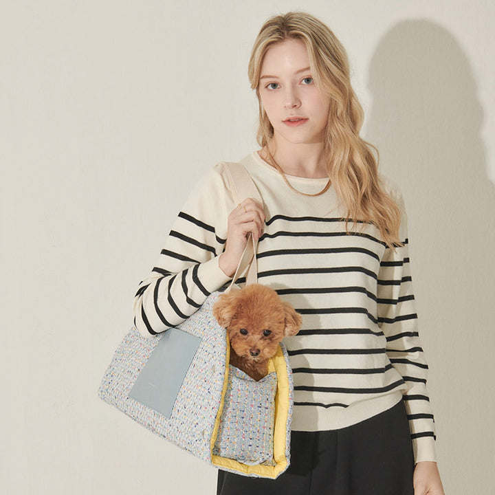 ※予約販売【foreverybari】Tweed Park Bag（Sky Blue）