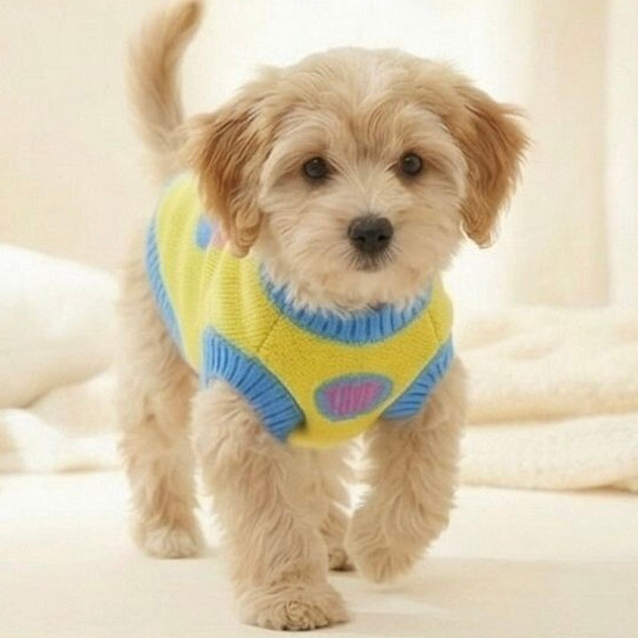 即納【TOOF】Puppy Daisy Cotton Knit Vest（Yellow）