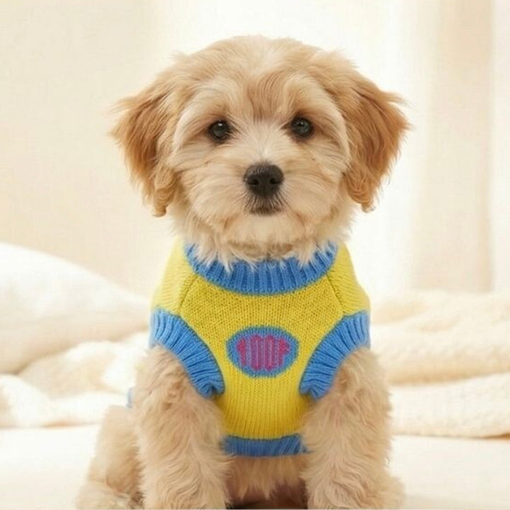 即納【TOOF】Puppy Daisy Cotton Knit Vest（Yellow）