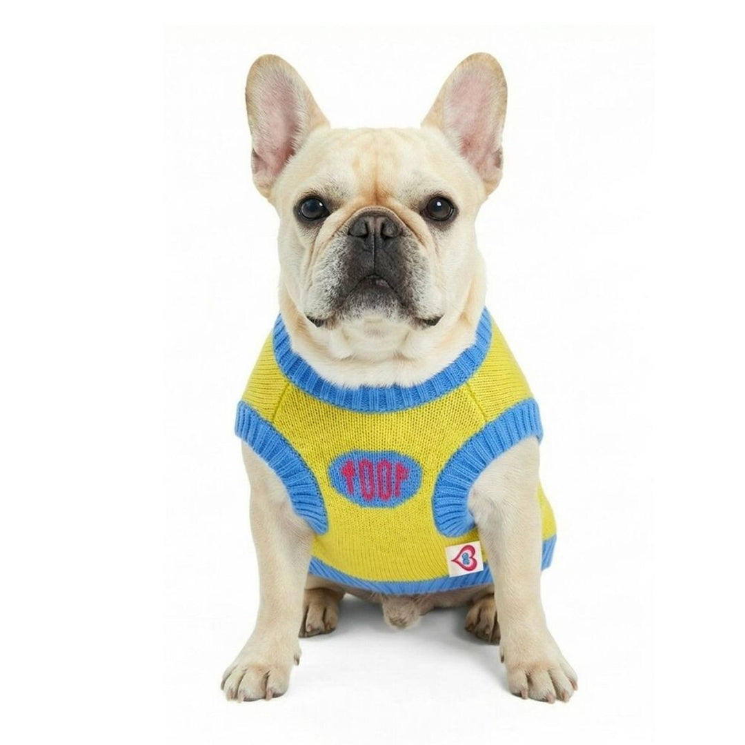 即納【TOOF】Puppy Daisy Cotton Knit Vest（Yellow）