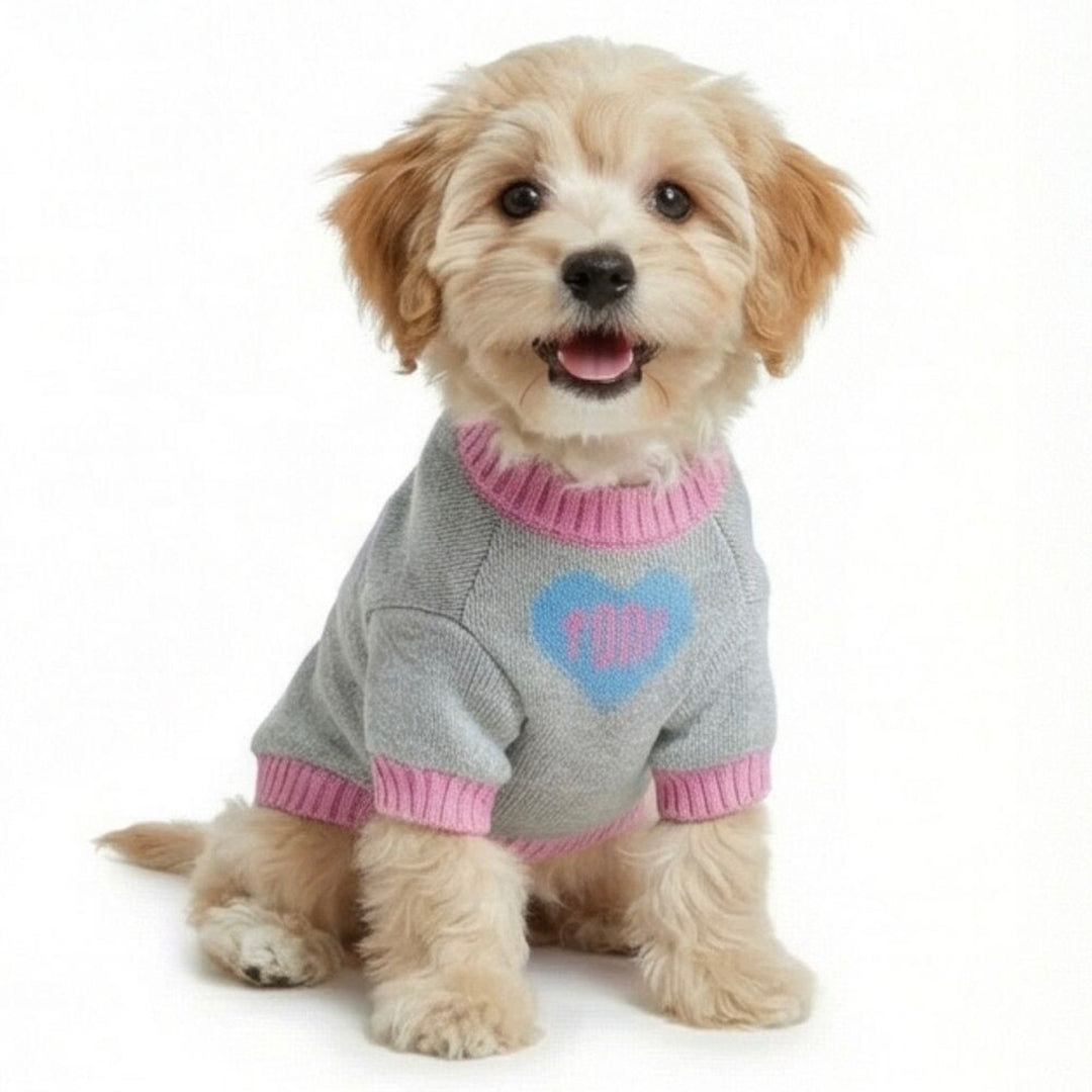 即納【TOOF】Baby Heart Sweater（Gray / Pink）