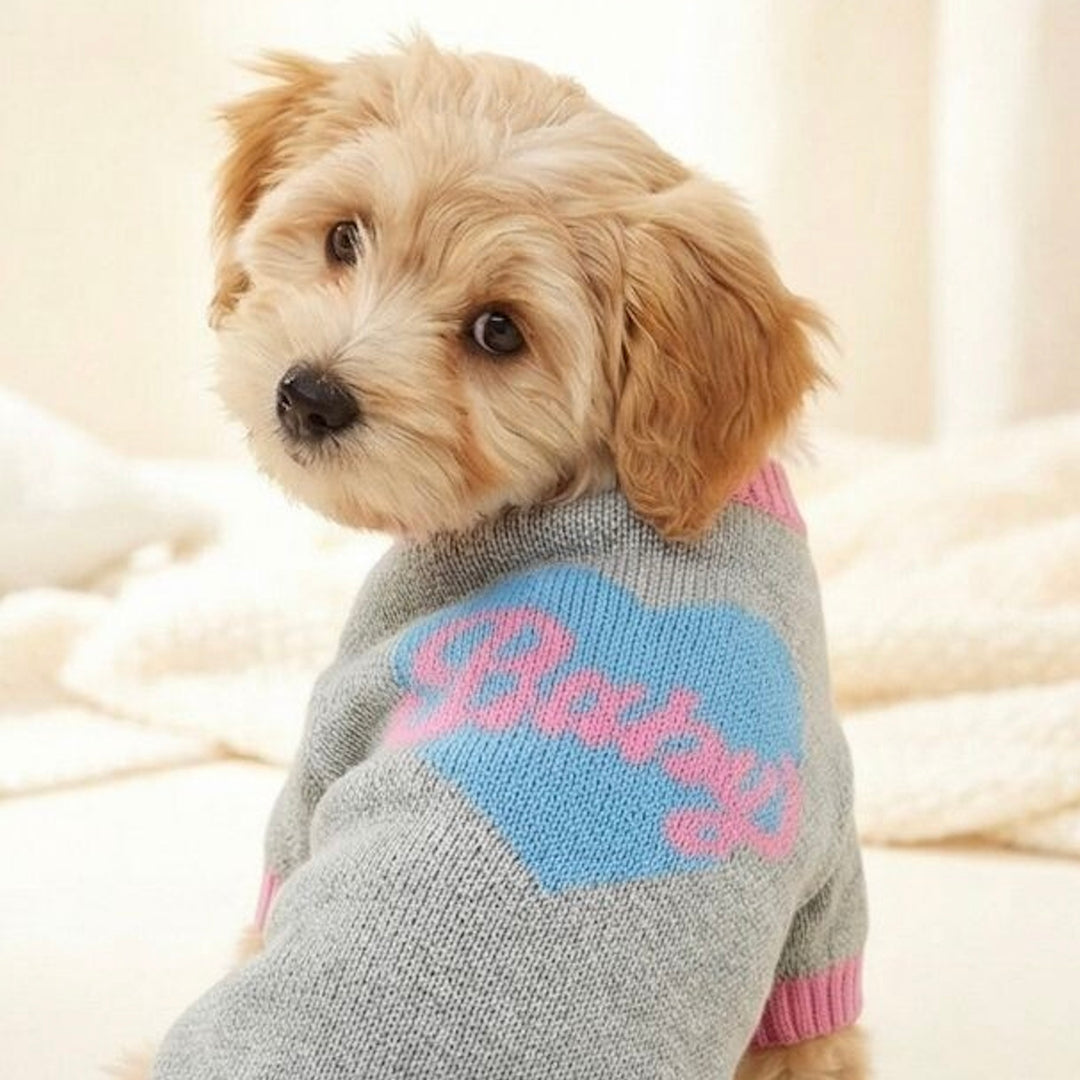 即納【TOOF】Baby Heart Sweater（Gray / Pink）