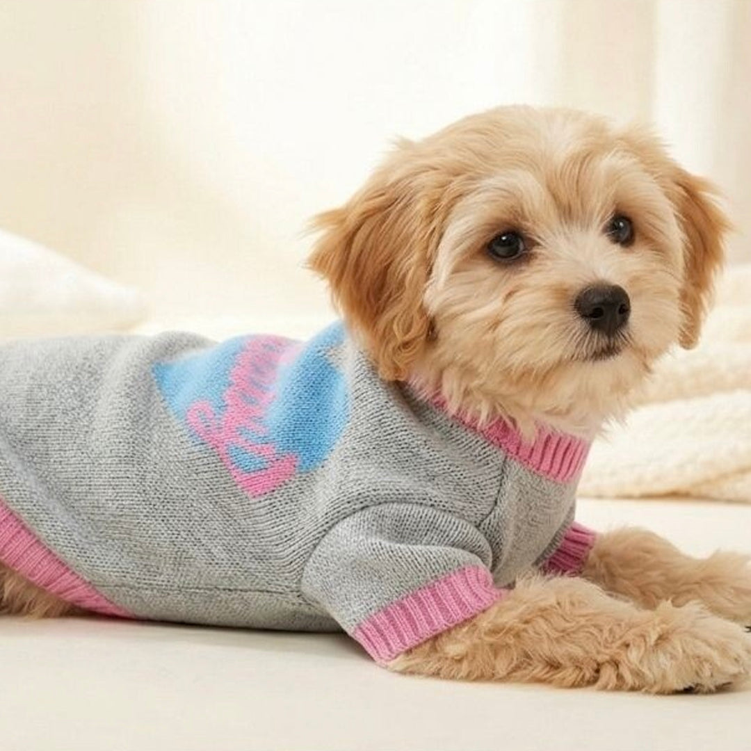 即納【TOOF】Baby Heart Sweater（Gray / Pink）