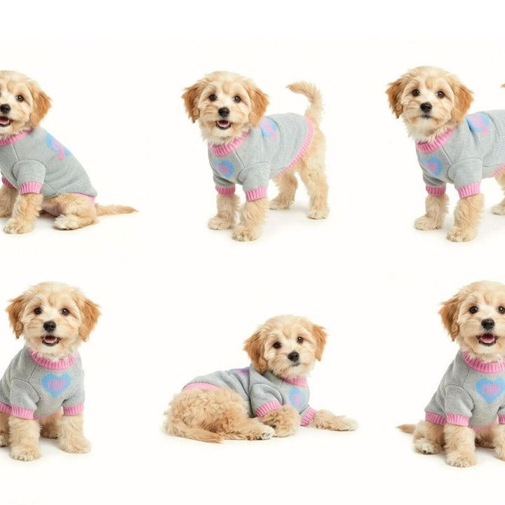 即納【TOOF】Baby Heart Sweater（Gray / Pink）