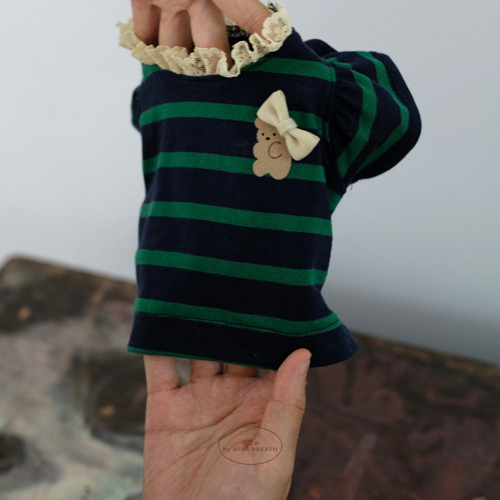 即納【BeBe Breath】Balloon Stripe Top（Navy）