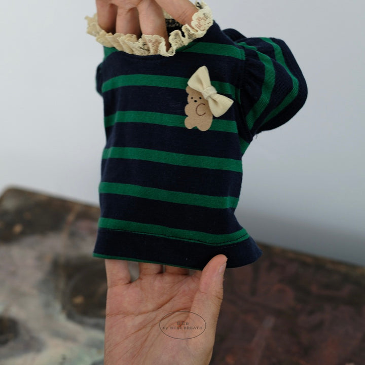 即納【BeBe Breath】Balloon Stripe Top（Navy）