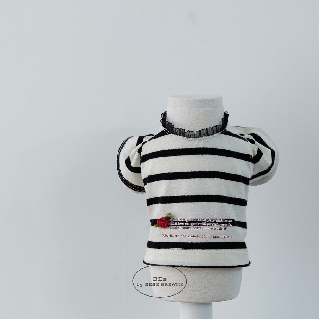 即納【BeBe Breath】Balloon Stripe Top（Ivory）