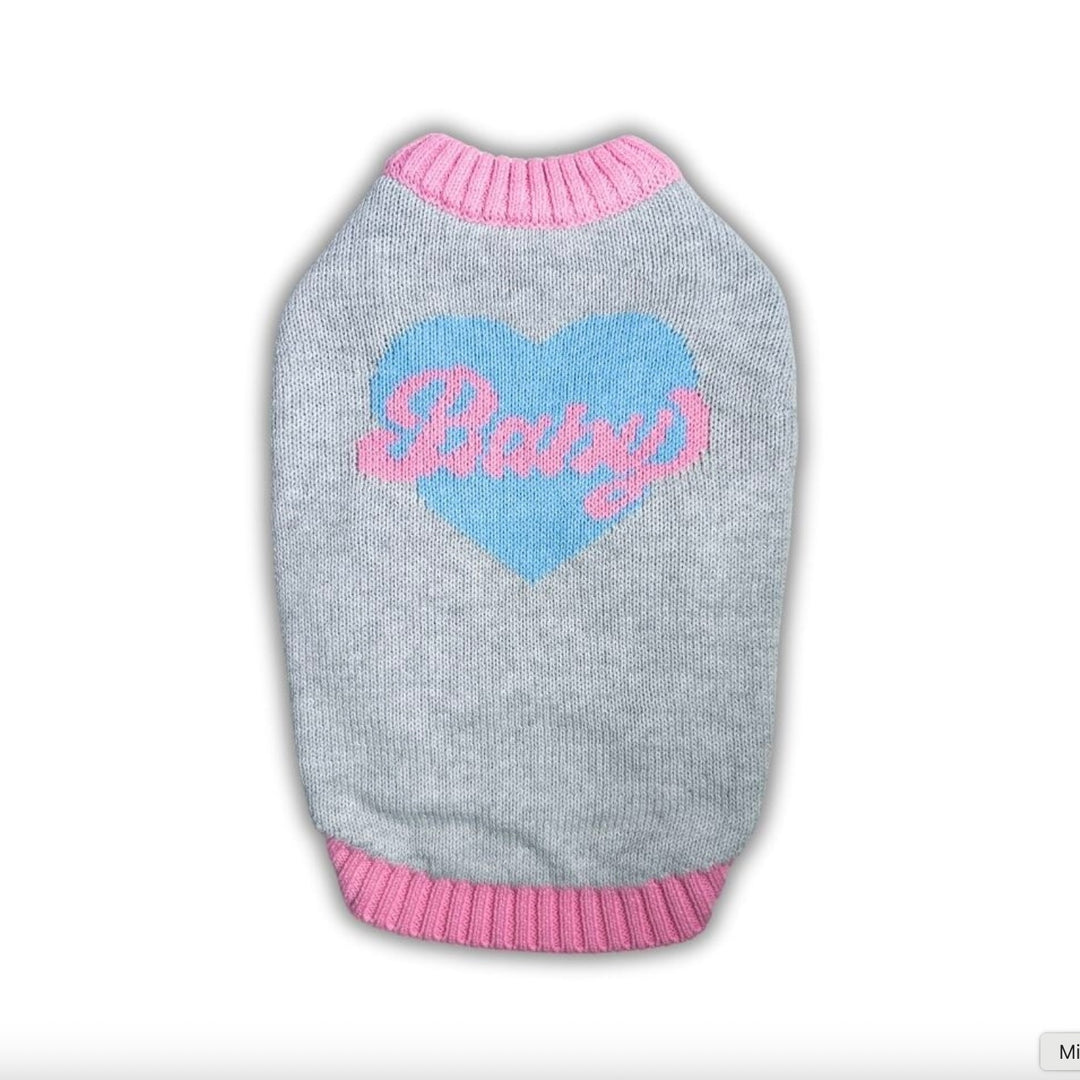 即納【TOOF】Baby Heart Sweater（Gray / Pink）