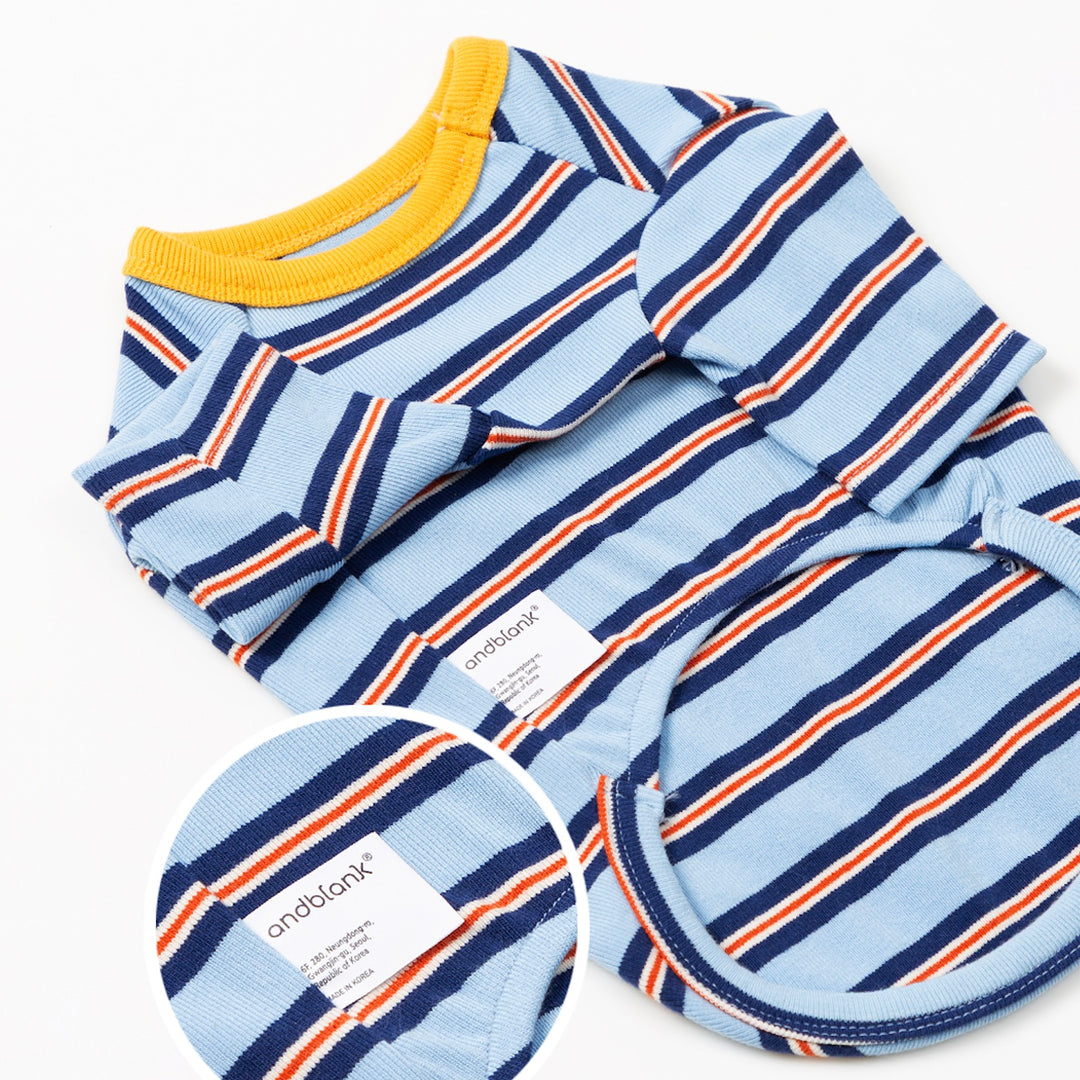 ※予約販売【andblank】A Stitch Stripe Short Sleeve（Blue）
