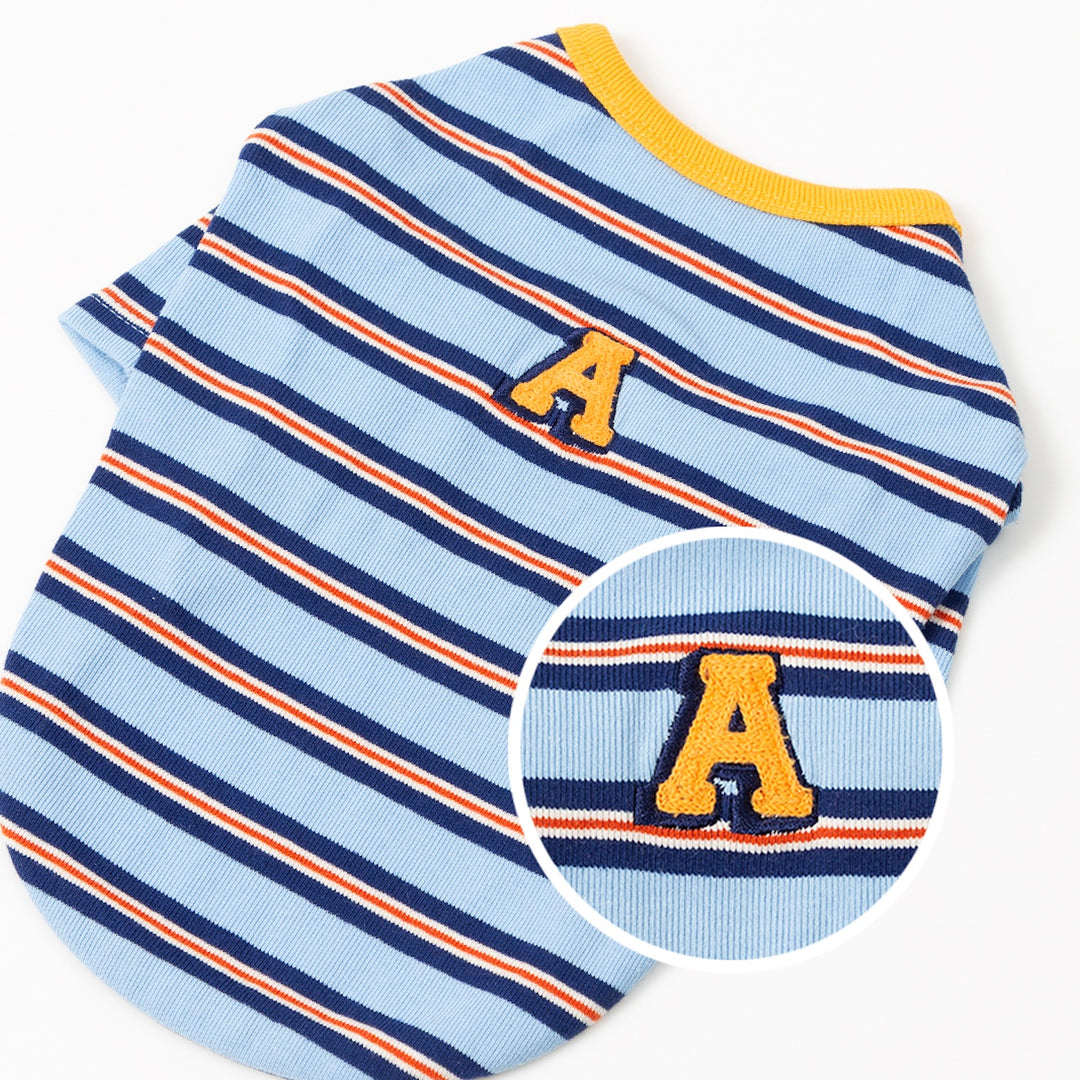 ※予約販売【andblank】A Stitch Stripe Short Sleeve（Blue）