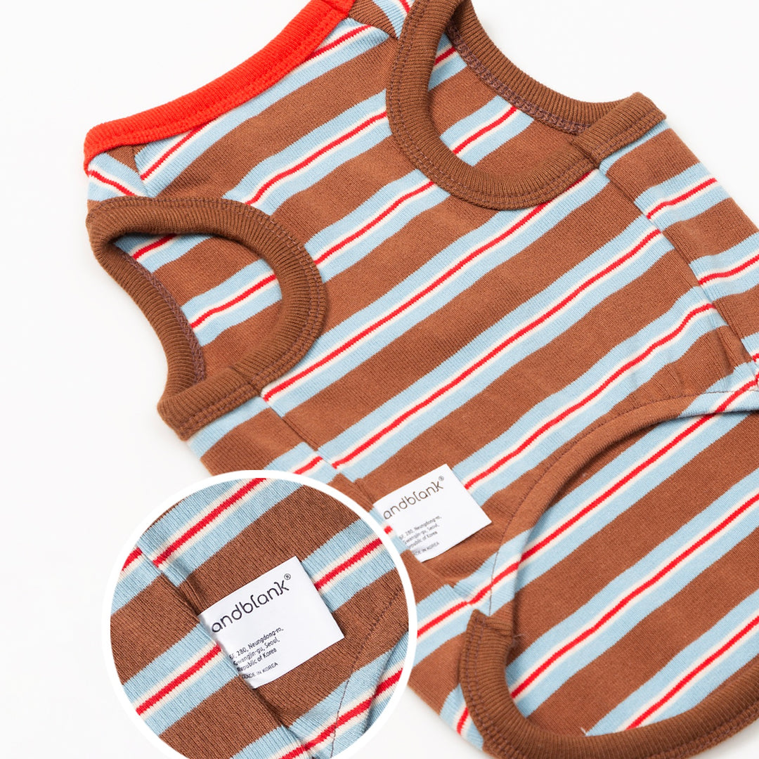 ※予約販売【andblank】A Stitch Stripe Sleeveless（Brown）