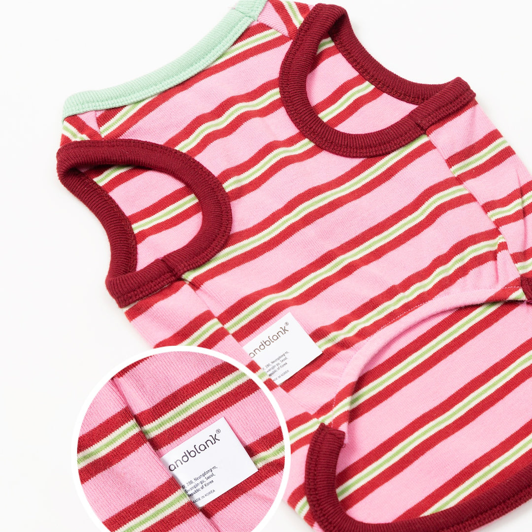 ※予約販売【andblank】A Stitch Stripe Sleeveless（Pink）