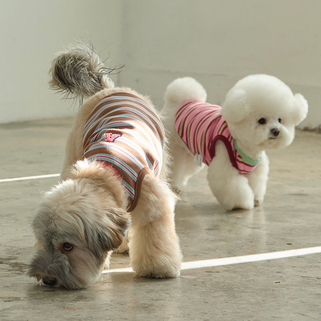 ※予約販売【andblank】A Stitch Stripe Sleeveless（Pink）