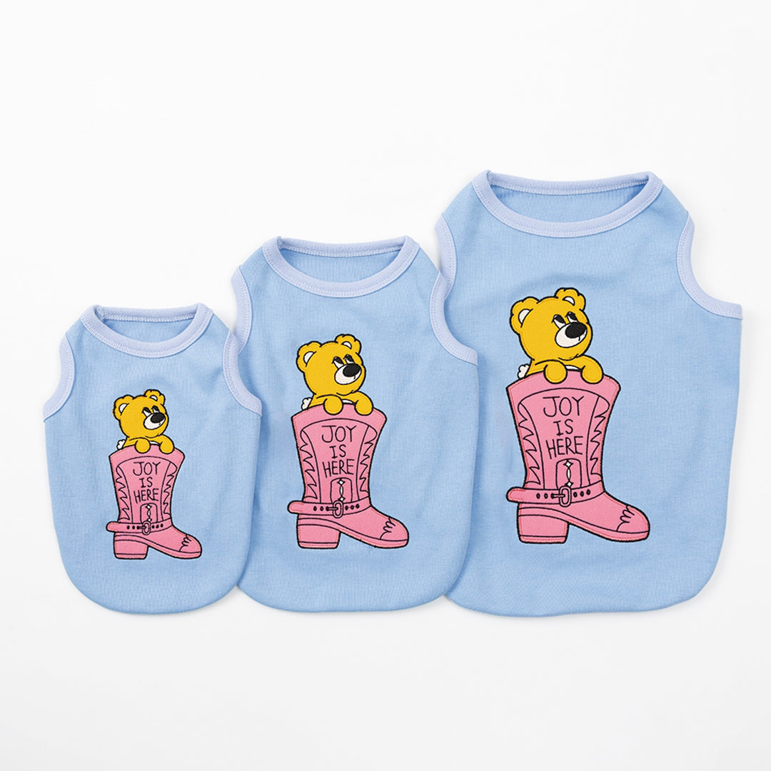 ※予約販売【andblank】Joy Bear Western Sleeveless（Sky Blue）