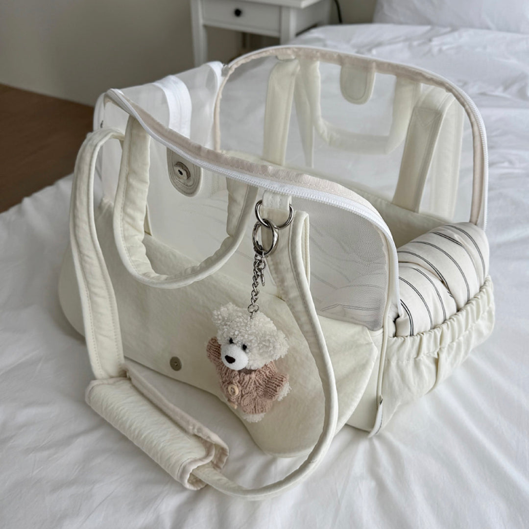 ※予約販売【a tous moments】Frou Frou Bag - Vanilla set（Cushion + Shoulder Pad Set）｜犬用バッグ