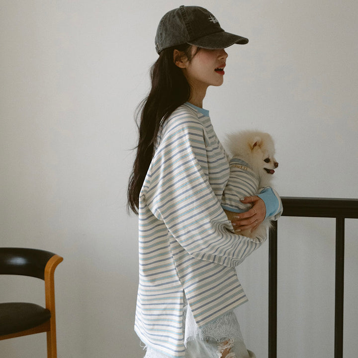 即納【noutti】Jerry Stripe T-shirt（Sky）
