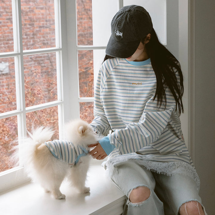即納【noutti】Jerry Stripe T-shirt（Sky）