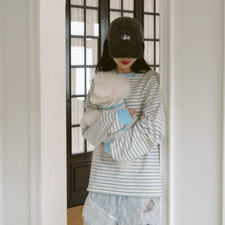 即納【noutti】Jerry Stripe T-shirt（Sky）