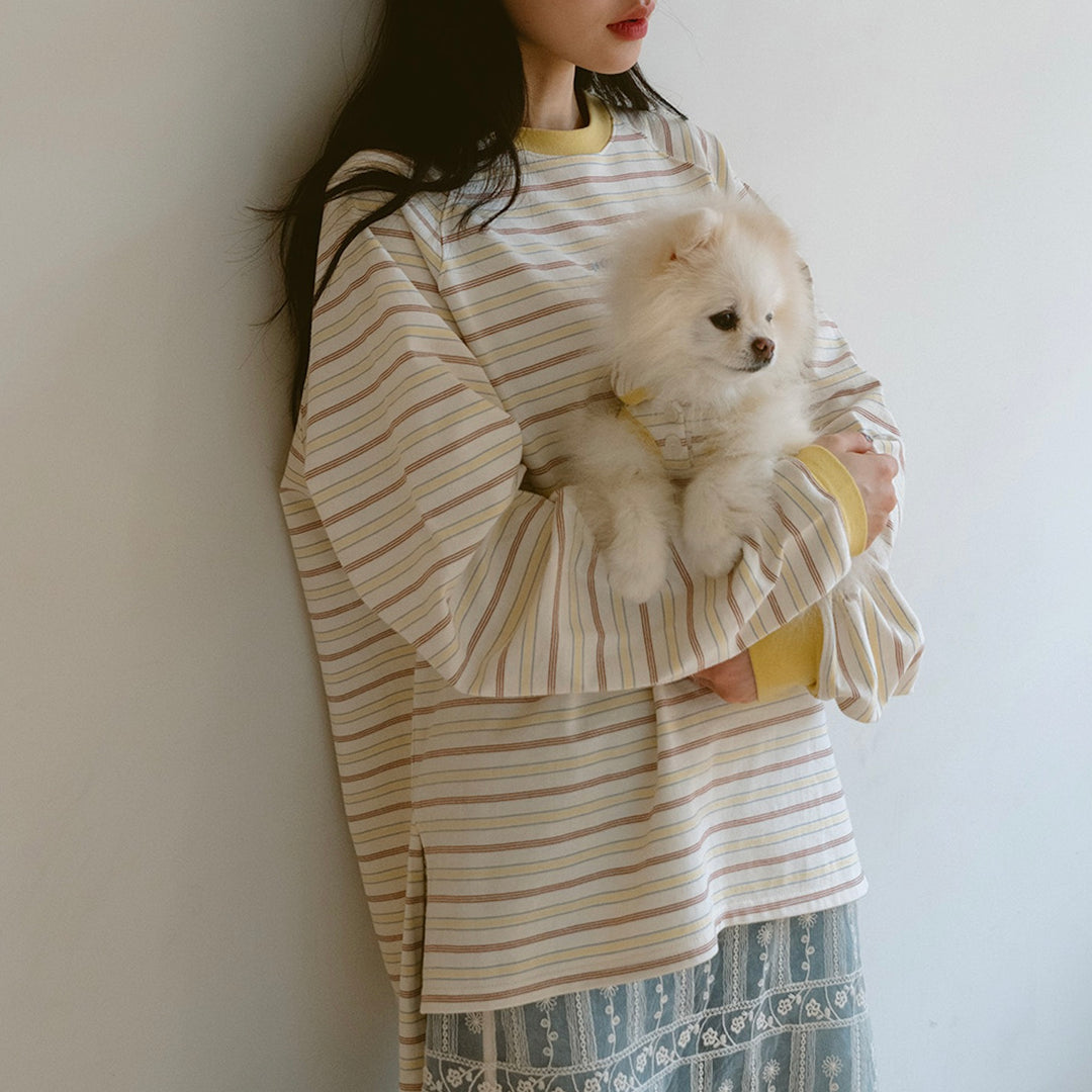 即納【noutti】Jerry Stripe T-shirt（Yellow）