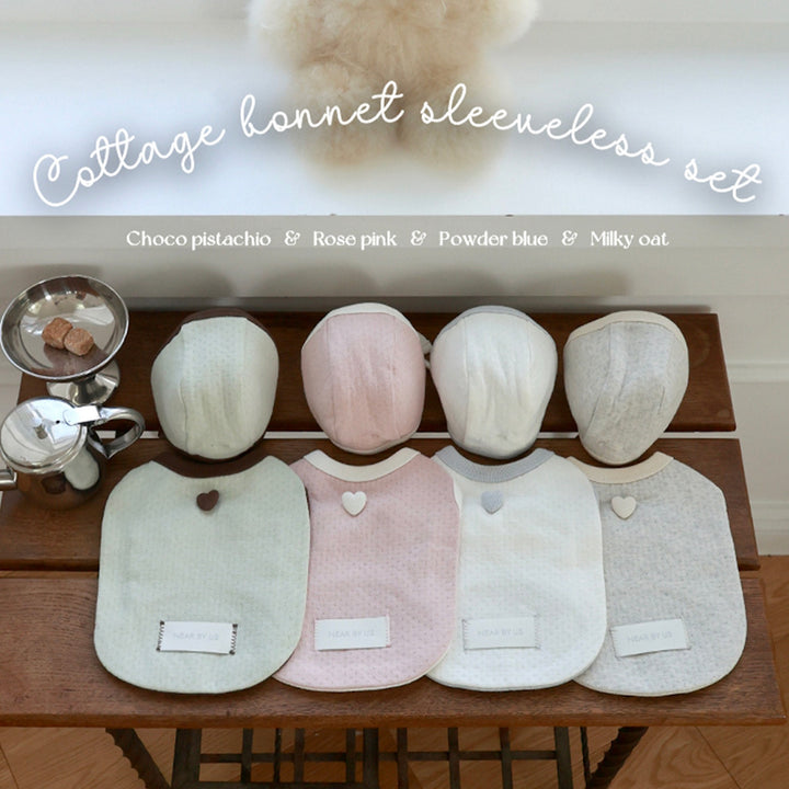※予約販売【near by us】Cottage Bonnet Sleeveless Set（Choco Pistachio）