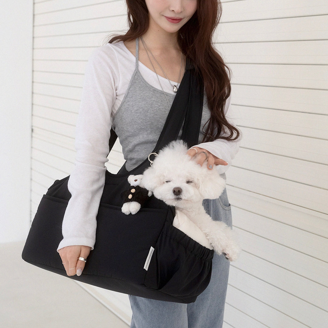 ※予約販売【a tous moments】Lier petbag - Black（Cushion + Shoulder Pad Set）｜犬用バッグ