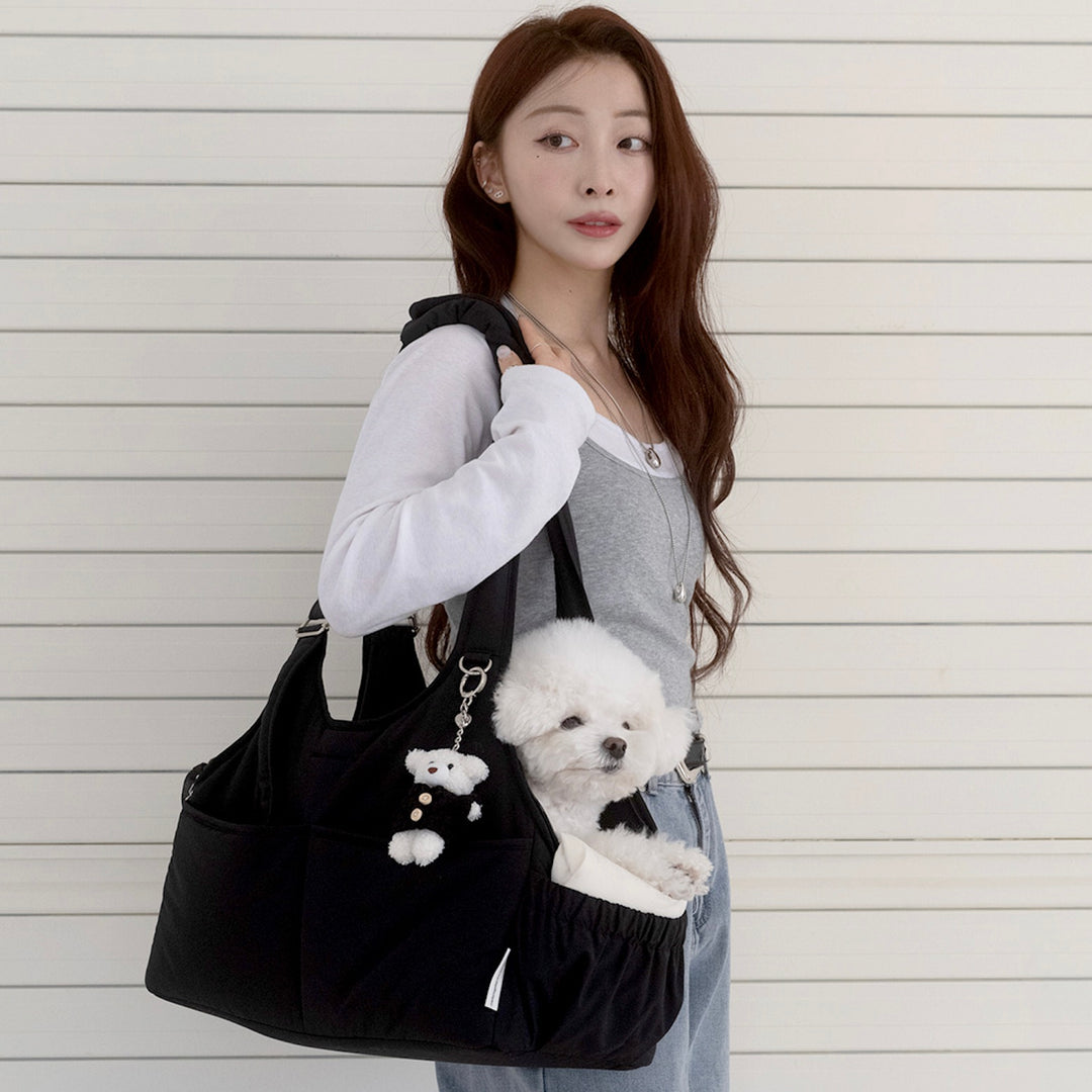 ※予約販売【a tous moments】Lier petbag - Black（Cushion + Shoulder Pad Set）｜犬用バッグ