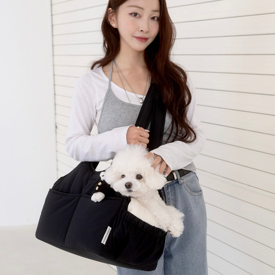 ※予約販売【a tous moments】Lier petbag - Black（Cushion + Shoulder Pad Set）｜犬用バッグ