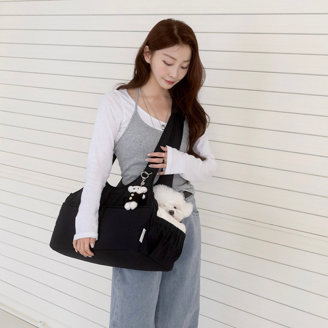 ※予約販売【a tous moments】Lier petbag - Black（Cushion + Shoulder Pad Set）｜犬用バッグ