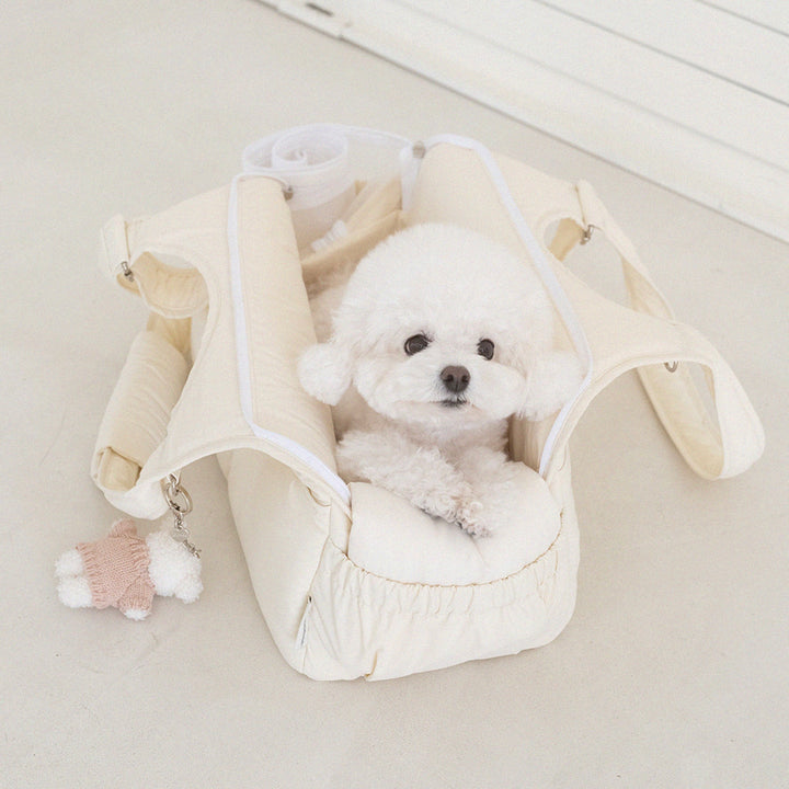 ※予約販売【a tous moments】Lier petbag - Vanila（Cushion + Shoulder Pad Set）｜犬用バッグ