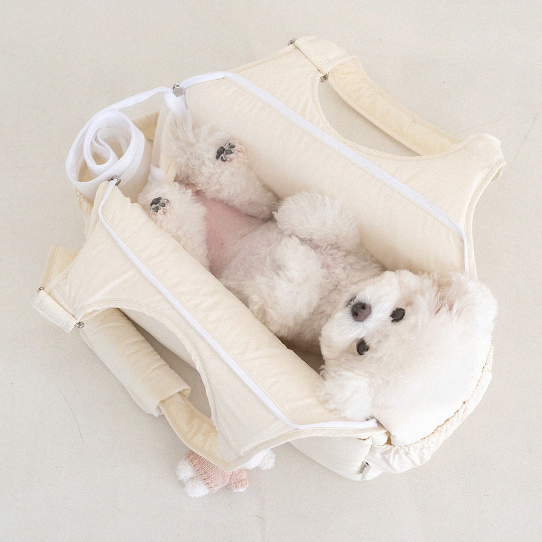 ※予約販売【a tous moments】Lier petbag - Vanila（Cushion + Shoulder Pad Set）｜犬用バッグ