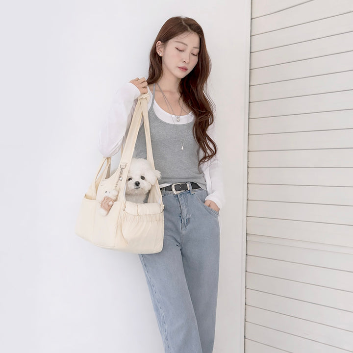 ※予約販売【a tous moments】Lier petbag - Vanila（Cushion + Shoulder Pad Set）｜犬用バッグ