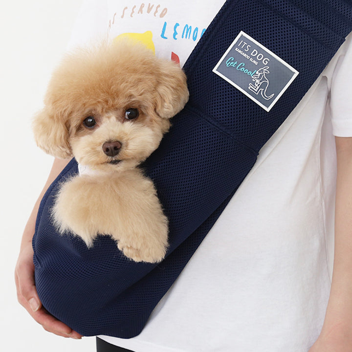 ※予約販売【ITS DOG】Kangaroo Mesh Sling Bag（Navy）｜犬用バッグ