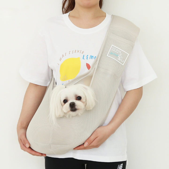 ※予約販売【ITS DOG】Kangaroo Mesh Sling Bag（Beige）｜犬用バッグ