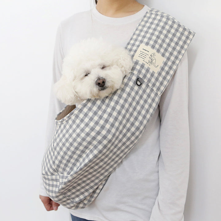 ※予約販売【ITS DOG】Kangaroo Smart Sling Bag（Check Gray）｜犬用バッグ