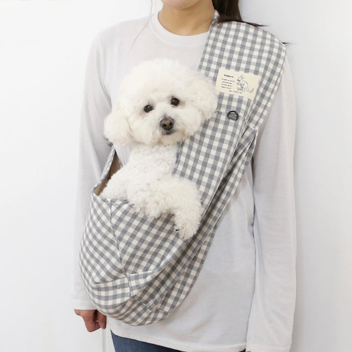 ※予約販売【ITS DOG】Kangaroo Smart Sling Bag（Check Gray）｜犬用バッグ