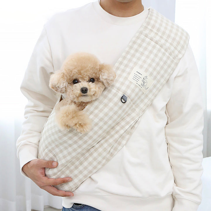 ※予約販売【ITS DOG】Kangaroo Smart Sling Bag（Check Beige）｜犬用バッグ