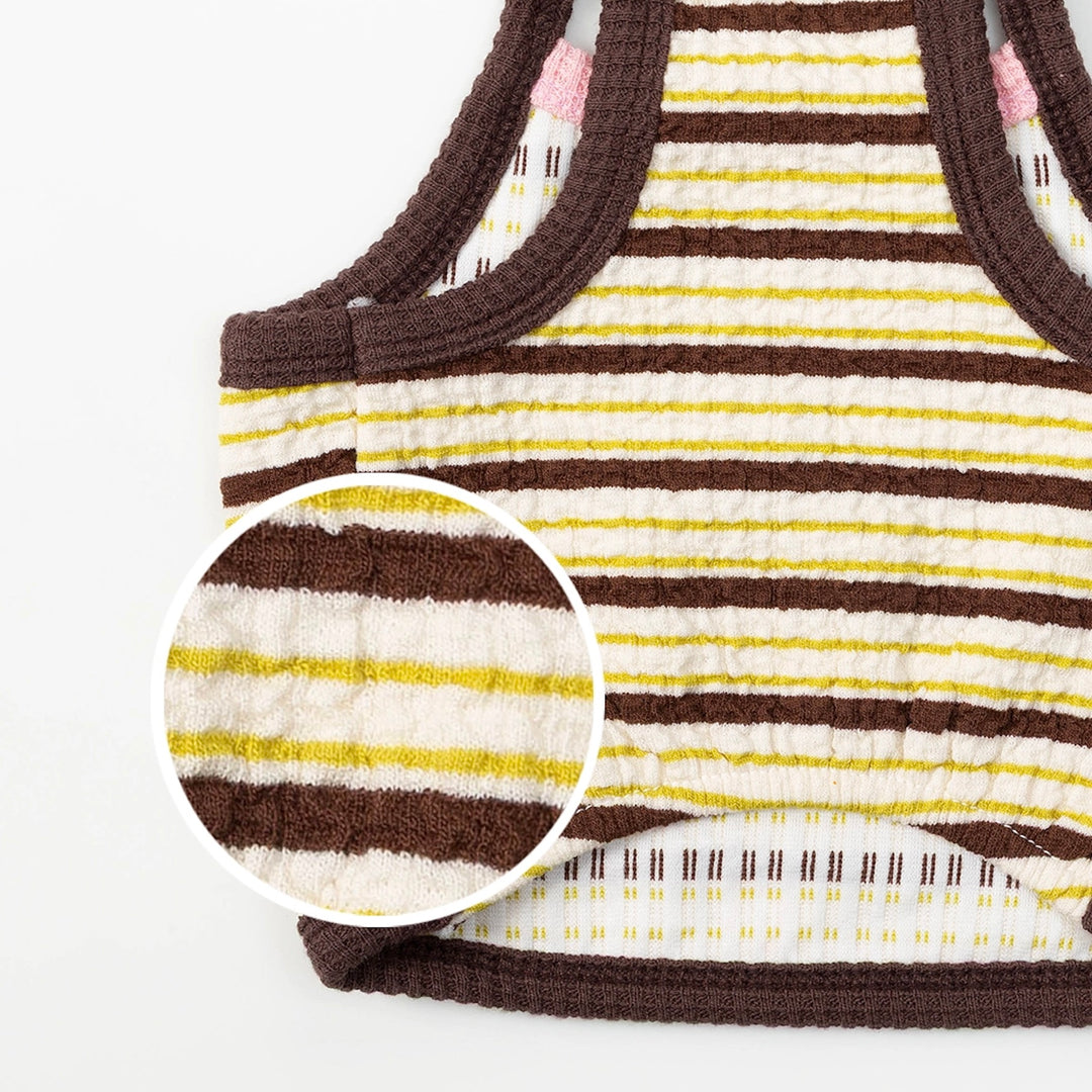 ※予約販売【andblank】A Stitch Stripe Crop Top（Brown）